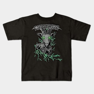 Lightning Capricorn (green) Kids T-Shirt